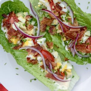 BLT Lettuce Wraps w/ Avocado Dressing (Keto Friendly)