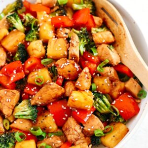 Pineapple Chicken Stir Fry w/ Steamed Jasmine Rice