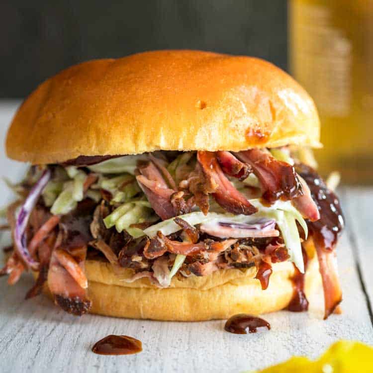 BBQ Pulled Pork Sandwich with Potato Wedges and Cole Slaw