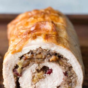 Pecan Apple Stuffed Pork Loin w/ Gravy - serves 4