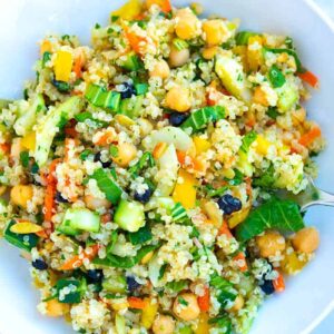 Hearty Quinoa and Chickpea Salad w/ Grilled Chicken