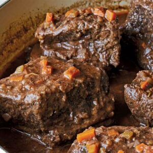 Red Wine Braised Beef w/ Mashed Potatoes, Seasonal Roast Vegetable