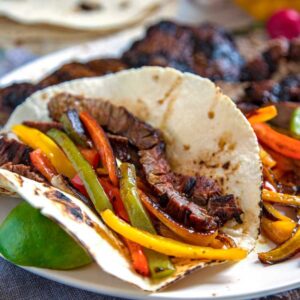 Steak Fajitas with Roasted Red Salsa